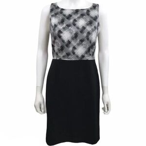 Ann Taylor black white and gray midi dress